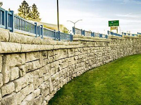 Redi-Rock ledgestone wall on highway